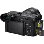 Sony cinema camera with lens and memory card slots, available at Camix UK.