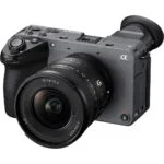 Sony mirrorless camera with lens, available at Camix UK.