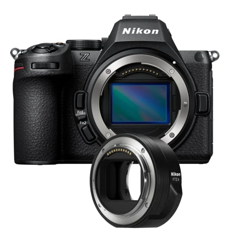 Nikon Z camera body with FTZ adapter, ideal for professional photography.