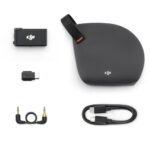 DJI camera accessories including cables and adapters on a white background.