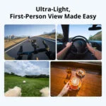 Collage of first-person view photography with cameras and coffee.