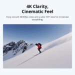 Skier on snowy mountain captured in 4K, showcasing cinematic clarity.