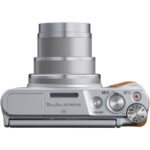 Canon PowerShot SX740 HS digital camera with extended lens, top view.