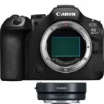 Canon EOS R6 Mark III camera body with lens adapter, ideal for professional photography.