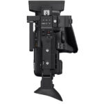 Side view of a professional Sony cinema camera with various controls and attachments.