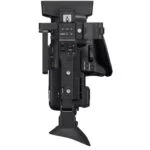 Side view of a professional Sony cinema camera with various controls and attachments.