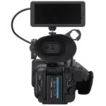 Professional Sony cinema camera with monitor, ideal for filmmakers and videographers.