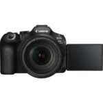 Canon EOS R6 mirrorless camera with flip screen, ideal for professional photography.