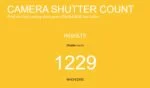 Camera shutter count results for Nikon D850 showing 1229 shots.