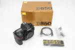 Nikon D850 DSLR camera with accessories and box, available at Camix UK.