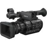 Sony professional video camera with lens and viewfinder, ideal for filmmakers and videographers.