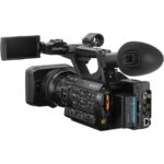 Professional Sony camcorder with lens and viewfinder, ideal for video production.