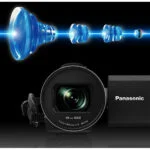 Panasonic camcorder lens with optical elements, ideal for video and cinema cameras.