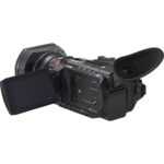 Professional camcorder with flip-out screen and lens, available at Camix camera shop UK.