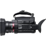 Professional camcorder with zoom lens and viewfinder, ideal for videography and filmmaking.