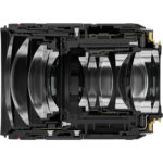Cross-section of a camera lens showing internal elements and design.