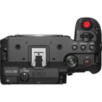 Top view of Canon EOS C50 cinema camera body with controls and buttons.