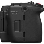 Side view of a professional camera body with CFexpress and SD card slots.