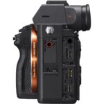 Side view of a mirrorless camera body with multiple ports, ideal for professional photography.
