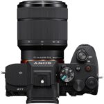 Sony mirrorless camera with lens, top view, available at Camix UK.