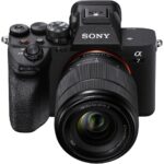 Sony mirrorless camera with lens, ideal for professional photography and videography.