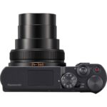 Panasonic compact digital camera with zoom lens, top view, available at Camix UK.