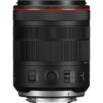 Canon RF lens with image stabilizer and autofocus switch, ideal for professional photography.