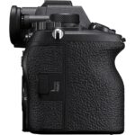 Side view of a mirrorless camera body with textured grip, available at Camix UK.