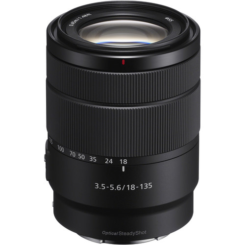 Sony E mount zoom lens with Optical SteadyShot, ideal for mirrorless cameras.