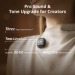 Professional audio equipment for creators with noise cancelling and adaptive gain control.