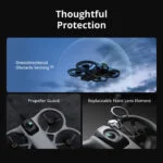 Drone with omnidirectional obstacle sensing and replaceable lens element.